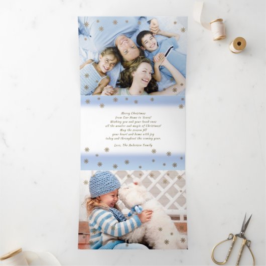 Geloof me. Multi Photo Tri-Fold Kerstmis Kaart (Binnen)