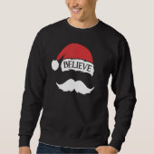 Geloof me Mustache Santa Hat Pet Familie Kerstmis Trui (Voorkant)