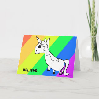 Geloof me! Rainbow Unicorn Notecard Kaart