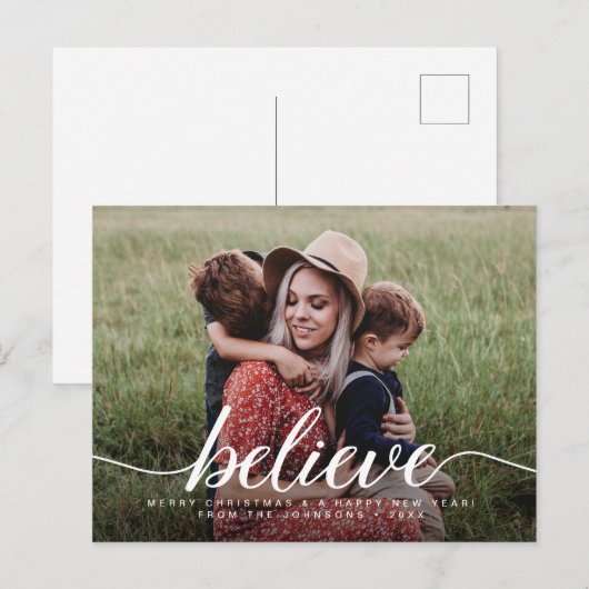 Geloof Merry Kerstmis Modern Foto Feestdagenkaart (Voorkant / Achterkant)