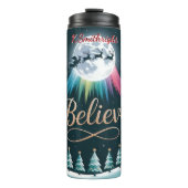 Geloof met de kerstman en dennenbomen thermosbeker (Voorkant)