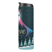 Geloof met de kerstman en dennenbomen thermosbeker (Geroteerd rechts)