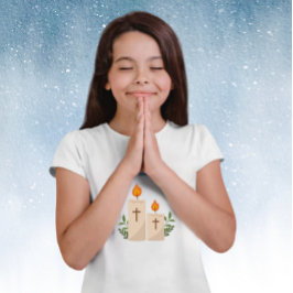 Geloof met kaarsen en kerk t-shirt