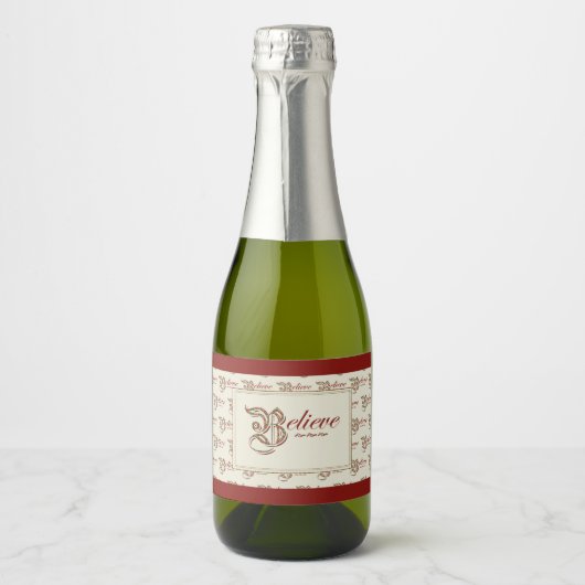 Geloof Mini Mousserende Wijn Label Sparkling Wijnetiket (Voorkant)