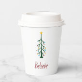 Geloof Modern Evergreen Tree kerstfeest Papieren Bekers (Achterkant)