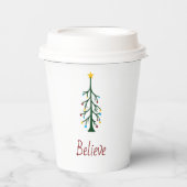 Geloof Modern Evergreen Tree kerstfeest Papieren Bekers (Voorkant)