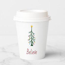 Geloof Modern Evergreen Tree kerstfeest Papieren Bekers