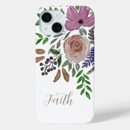 Geloof Modern Vrouwelijk Christelijk Wit Bloemen iPhone 15 Case