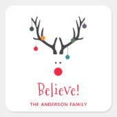 Geloof moderne, grappige kerstrendierblanken vierkante sticker (Voorkant)