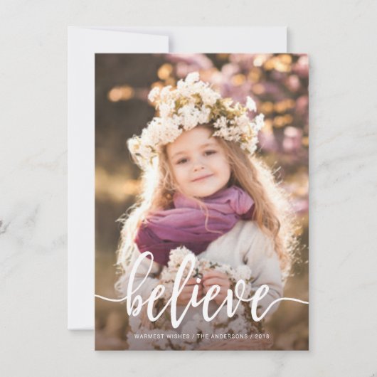 Geloof moderne, handgeschreven kerstfoto feestdagenkaart (Voorkant)