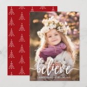 Geloof moderne, handgeschreven kerstfoto feestdagenkaart (Voorkant / Achterkant)