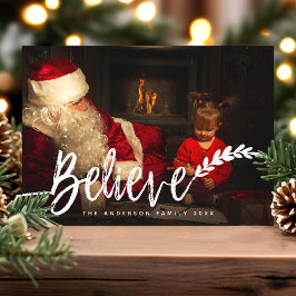 Geloof moderne handgeschreven Kerstfoto Feestdagenkaart