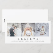 Geloof | Moderne Minimalistische Kerst Drie Foto's Feestdagenkaart (Voorkant / Achterkant)