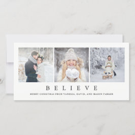Geloof | Moderne Minimalistische Kerst Drie Foto's Feestdagenkaart