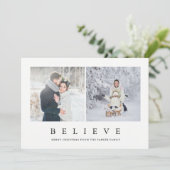 Geloof | Moderne, minimalistische twee foto Feestdagenkaart (Staand voorkant)