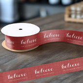 Geloof - Moderne prettige kerst rood Satijnen Lint