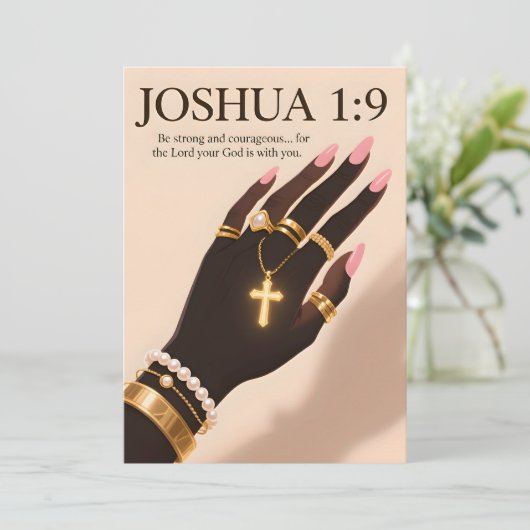 Geloof & Moed Jozua 1:9 Kerstkaart (Staand voorkant)