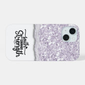 Geloof Moed Kracht Calligraphy Schrift Quote iPhone 15 Case (Achterkant horizontaal)