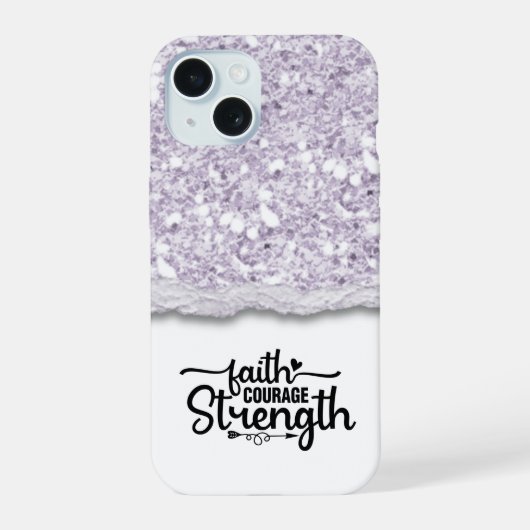 Geloof Moed Kracht Calligraphy Schrift Quote iPhone 15 Case (Achterkant)