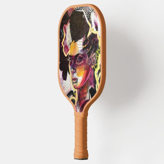 Geloof Monogram Initiaal Rode Bloemen Pickleball Paddle (Links)
