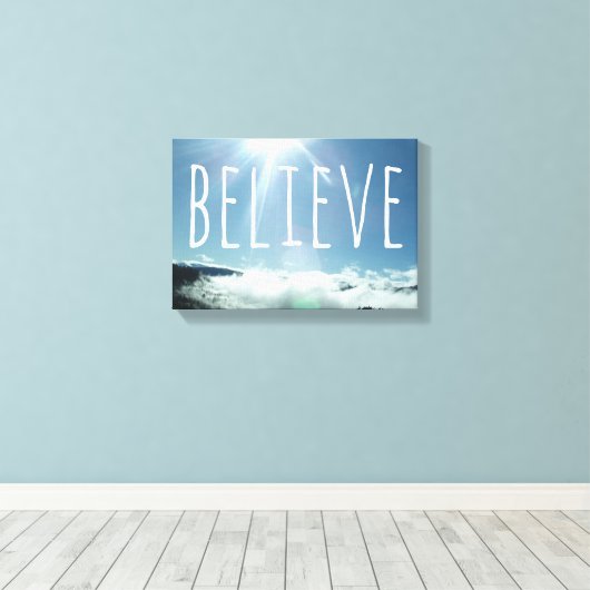 Geloof Motivatie Gezegde Canvas Afdruk (Insitu (Houten vloer))