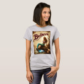 Geloof Motivatie Zeemeermin  Retro Vrouwen T-shirt (Voorkant volledig)