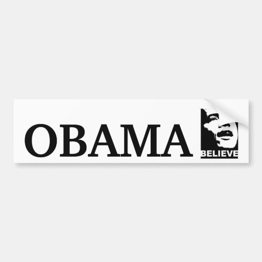 GELOOF N OBAMA BUMPERSTICKER (Voorkant)