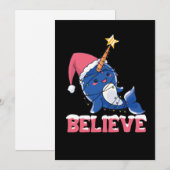 Geloof Narwhal-kerstsneeuwval met luchtlicht Feestdagenkaart (Voorkant / Achterkant)
