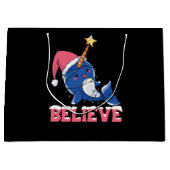 Geloof Narwhal-kerstsneeuwval met luchtlicht Groot Cadeauzakje (Voorkant)