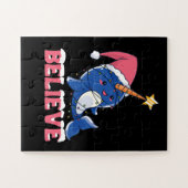 Geloof Narwhal-kerstsneeuwval met luchtlicht Legpuzzel (Horizontaal)