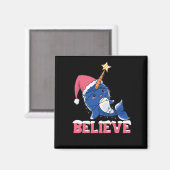 Geloof Narwhal-kerstsneeuwval met luchtlicht Magneet (Voorkant / Achterkant)