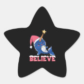 Geloof Narwhal-kerstsneeuwval met luchtlicht Ster Sticker (Voorkant)
