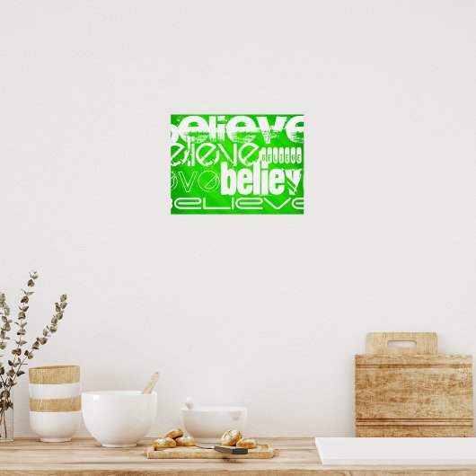 Geloof; Neon Green Stripes Poster (Keuken)