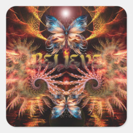 Geloof Om-Fractal Art Inspirerend Vierkante Sticker