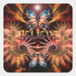 Geloof Om-Fractal Art Inspirerend Vierkante Sticker