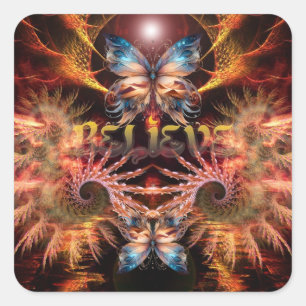Geloof Om-Fractal Art Inspirerend Vierkante Sticker