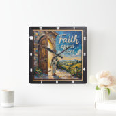 Geloof opent deuren vierkante klok (Huis)