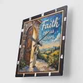 Geloof opent deuren vierkante klok (Hoek)