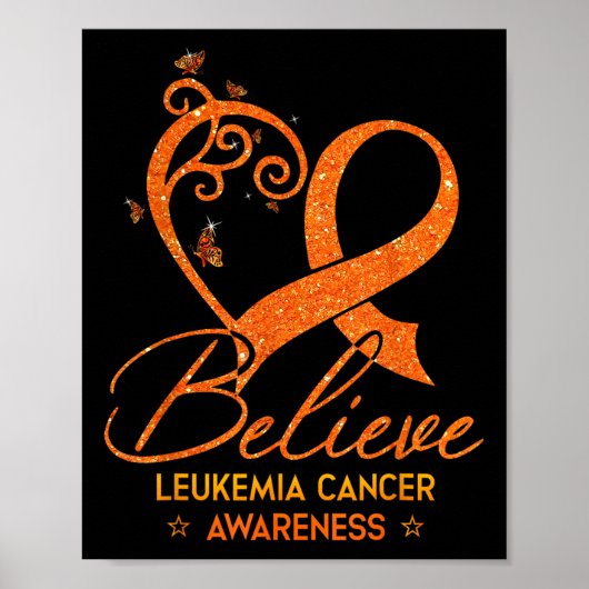 Geloof Oranje Lint Hart Leukemie Bloedkanker Poster (Voorkant)