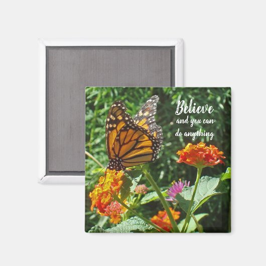 Geloof Oranje monoboogvlinder foto-inspiratie Magneet (Voorkant / Achterkant)