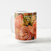 Geloof Oranje Rozen Verrukking en Schrift Koffiemok (Voorkant links)