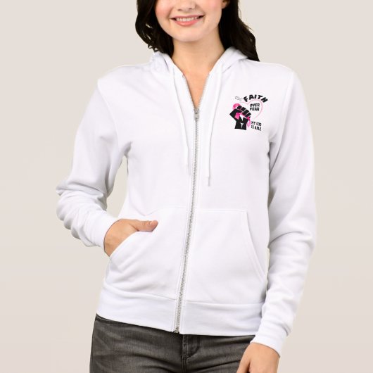 GELOOF OVER ANGST borstkankerbewustzijn Hoodie (Voorkant)