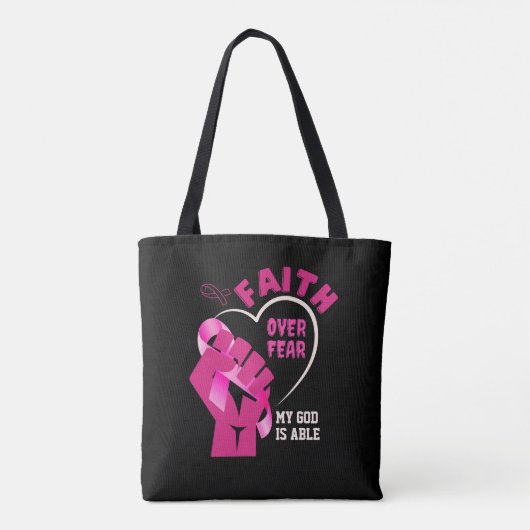 GELOOF OVER ANGST borstkankerbewustzijn Tote Bag (Achterkant)