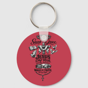 Geloof Over Angst Christelijk Vintage Ontwerp Sleutelhanger