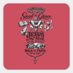 Geloof Over Angst Christelijk Vintage Ontwerp Vierkante Sticker