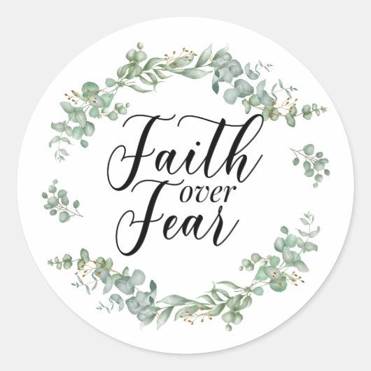 Geloof over angst Christelijke Schrift groen Ronde Sticker (Voorkant)