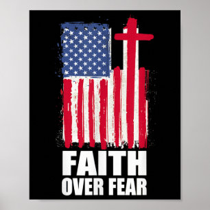Geloof Over Angst Gebed Amerika Trots Ons Vlag Ame Poster