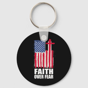 Geloof Over Angst Gebed Amerika Trots Ons Vlag Ame Sleutelhanger