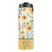 Geloof over angst  geel bloemmotief thermosbeker (Voorkant)