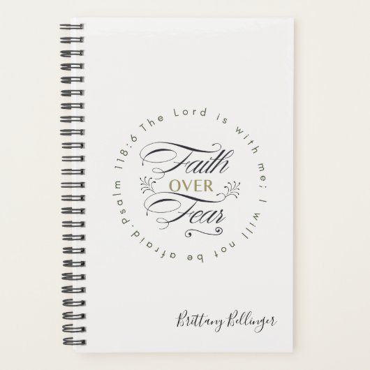 Geloof over angst gepersonaliseerde bijbel vers planner (Voorkant)